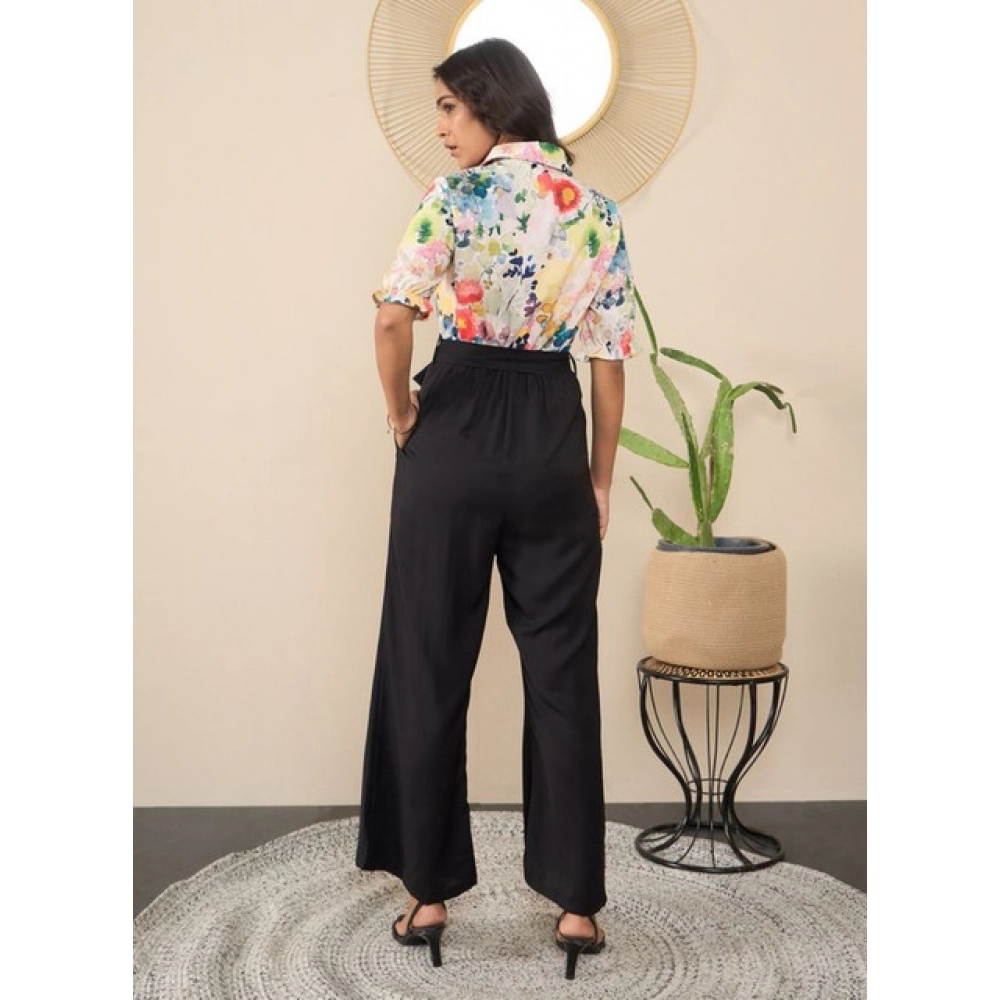 Women's Polyester Floral Half Sleeves Jumpsuit (Multicolor) - Image 4