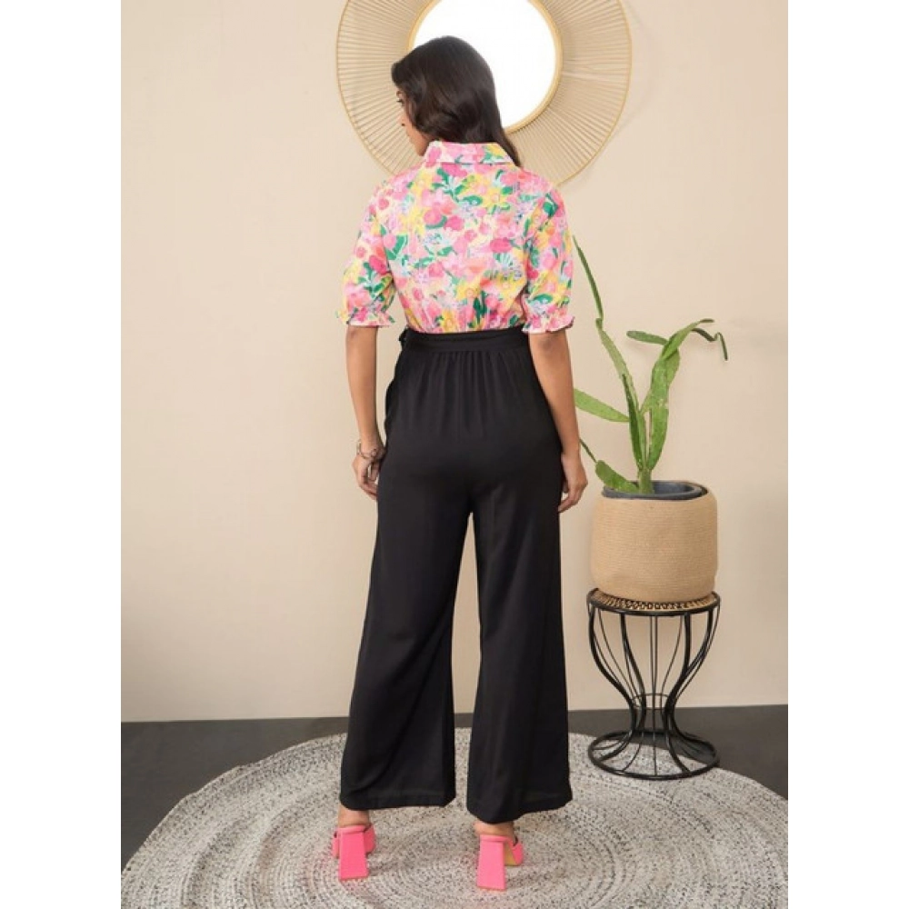 Women's Polyester Floral Half Sleeves Jumpsuit (Multicolor) - Image 3