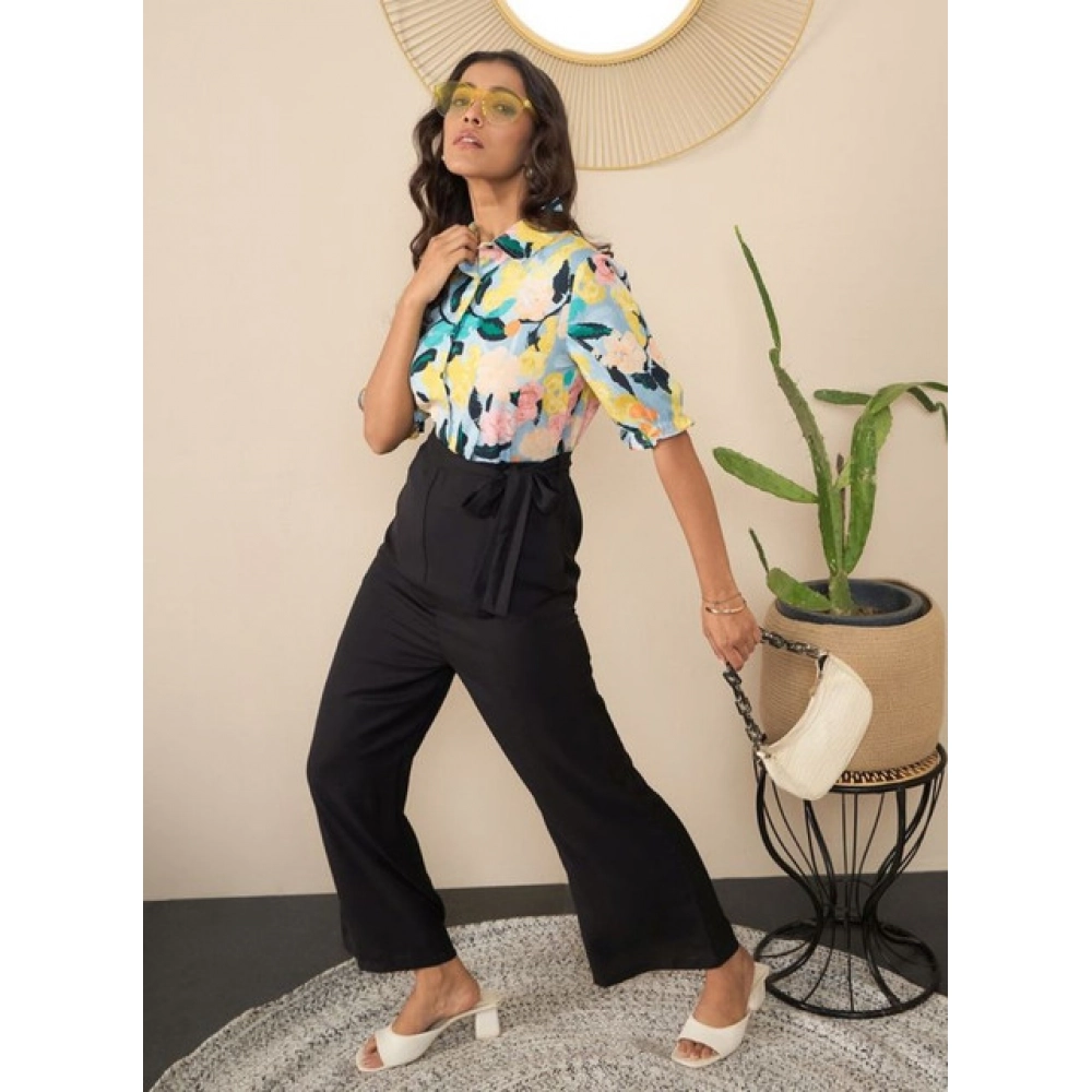 Women's Polyester Floral Half Sleeves Jumpsuit (Multicolor) - Image 5