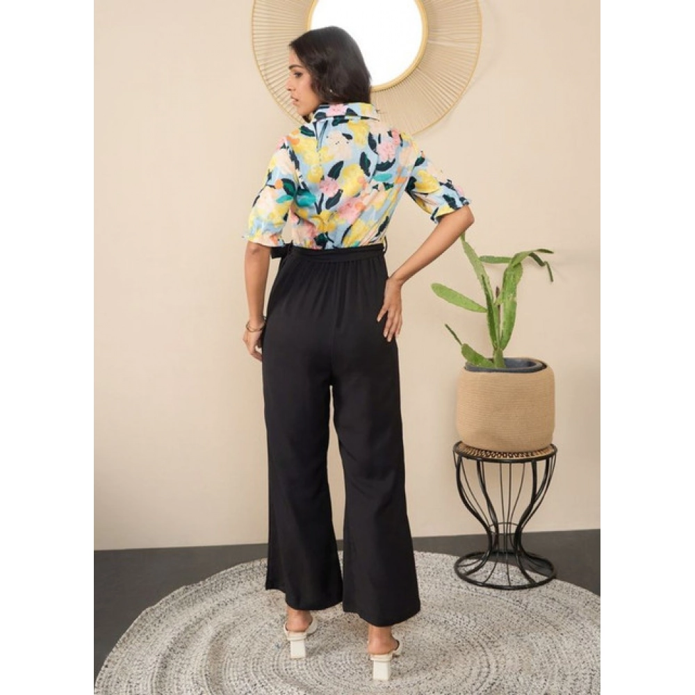 Women's Polyester Floral Half Sleeves Jumpsuit (Multicolor) - Image 4