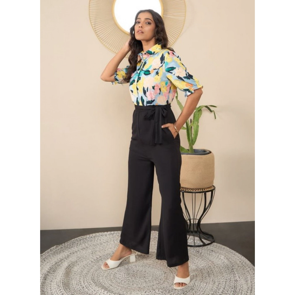 Women's Polyester Floral Half Sleeves Jumpsuit (Multicolor) - Image 3