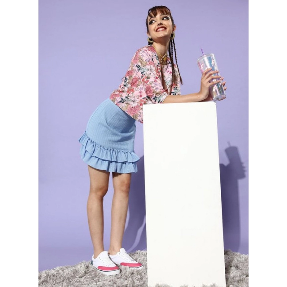 Women's Polyester Floral 3-4th Sleeves Shrug (Peach) - Image 5