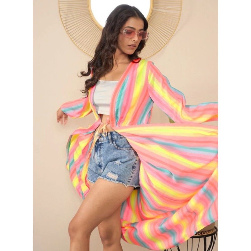 Women's Polyester Crepe Printed Long Sleeves Shrug (Multicolor) - Image 3