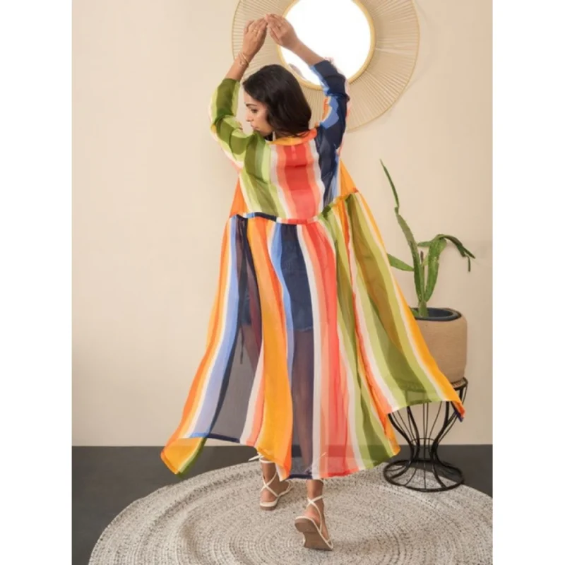 Alternative view of Women's Polyester Crepe Printed Long Sleeves Shrug (Multicolor)