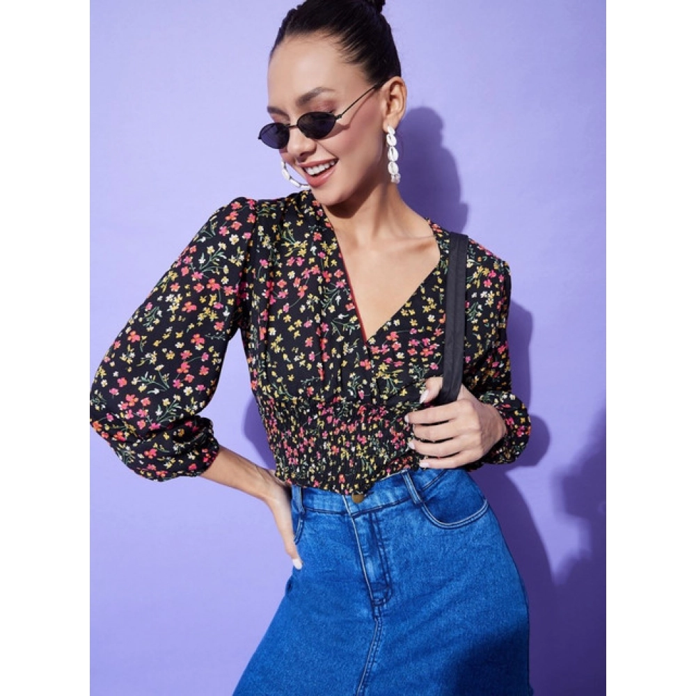 Women's Polyester Floral Long Sleeves Top (Multicolor) - Image 5