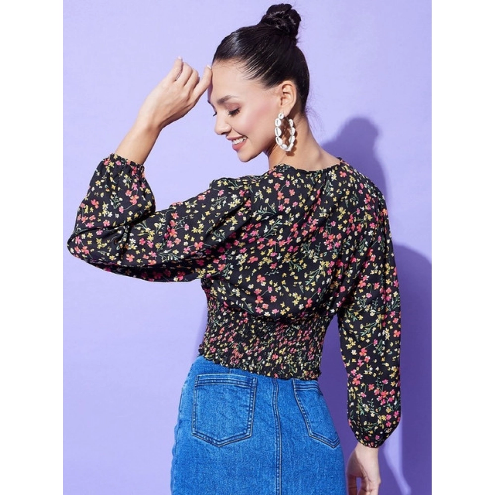 Women's Polyester Floral Long Sleeves Top (Multicolor) - Image 4