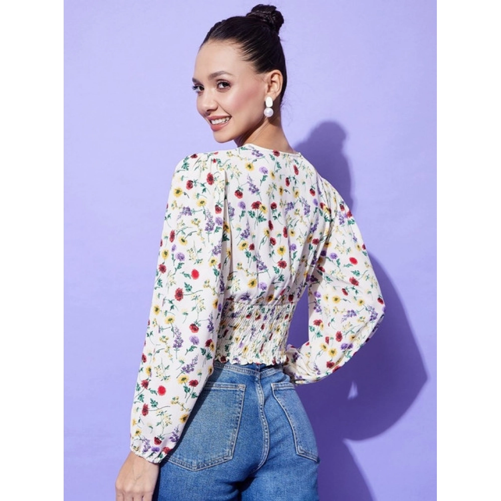 Women's Polyester Floral Long Sleeves Top (Multicolor) - Image 5