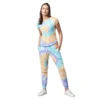 Women's Cotton Tie And Dye Short Sleeve Tracksuit (Multicolor)