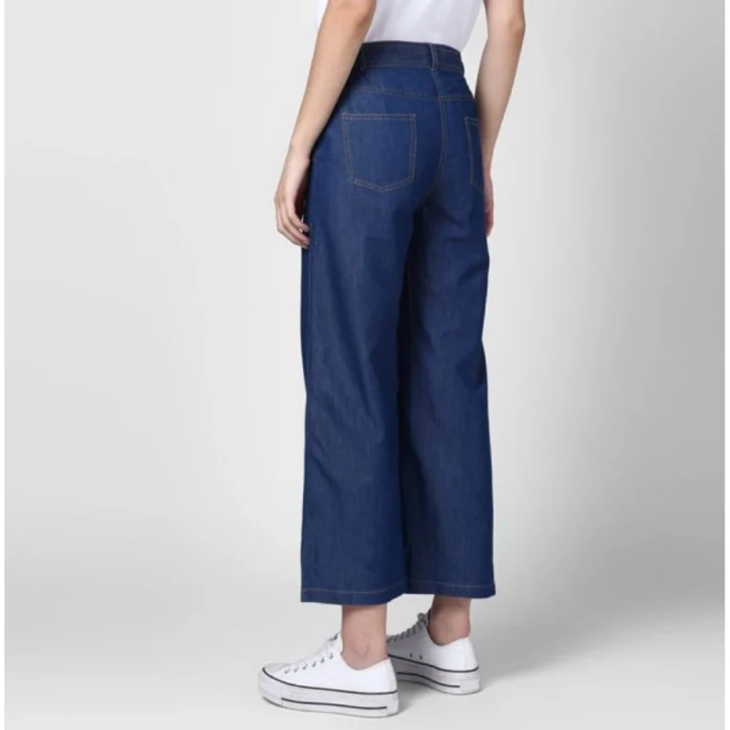 Alternative view of Women's Denim Solid Elasticated Trousers (Blue)