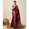 Women's Soft Silk Jacquard Saree With Unstitched Blouse 5.5Mtr (Maroon)