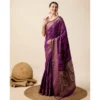 Women's Soft Silk Jacquard Saree With Unstitched Blouse 5.5Mtr (Purple)
