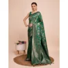 Women's Soft Silk Jacquard Saree With Unstitched Blouse 5.5Mtr (Green)