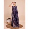 Women's Soft Silk Jacquard Saree With Unstitched Blouse 5.5Mtr (Navy-Blue)