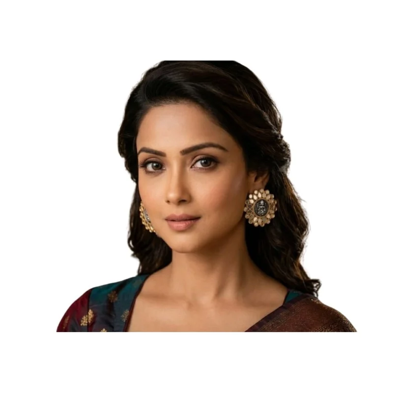 Alternative view of Women's Pack Of 2 Zinc Alloy Gold Plated Stud Earrings (Multicolor)