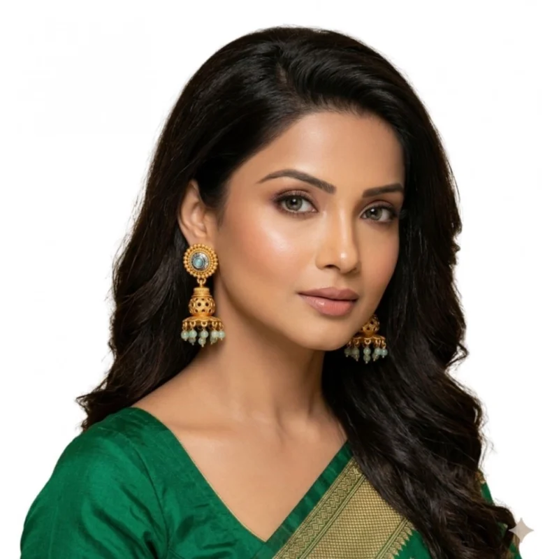 Alternative view of Women's Pack Of 2 Zinc Alloy Gold Plated Jhumka Earrings (Multicolor)