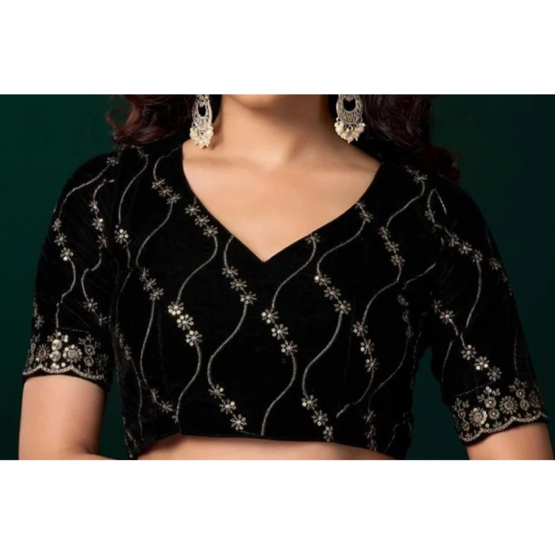 Alternative view of Women's Net Sequence Saree With Unstitched Blouse 5.5Mtr (Green)