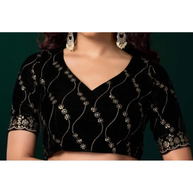 Alternative view of Women's Net Sequence Saree With Unstitched Blouse 5.5Mtr (Red)