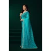 Women's Net Sequence Saree With Unstitched Blouse 5.5Mtr (Turquoise)