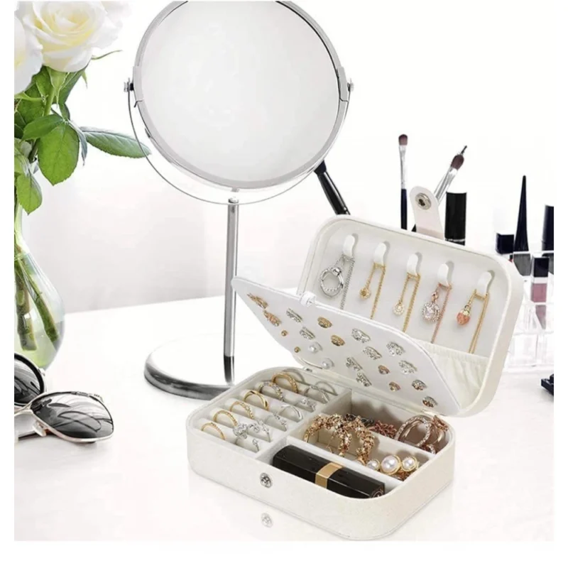 Alternative view of PU Leather Solid Jewelry Storage Box (White-Cream)