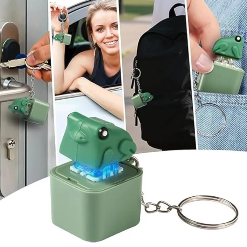 Alternative view of Plastic Solid Frog Croaking Keychain (Multicolor)