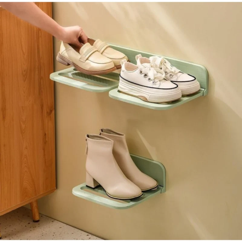 Plastic Solid Wall Hanging Shoe Rack (Multicolor)