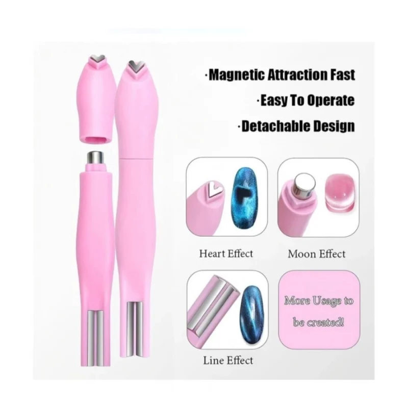 Plastic Solid Magnetic Nail Art Pen Set (Multicolor)