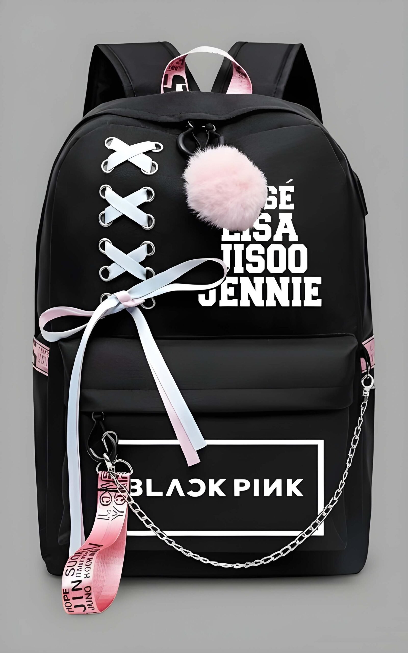 Latest Pom Pom Backpack in black - Image 2