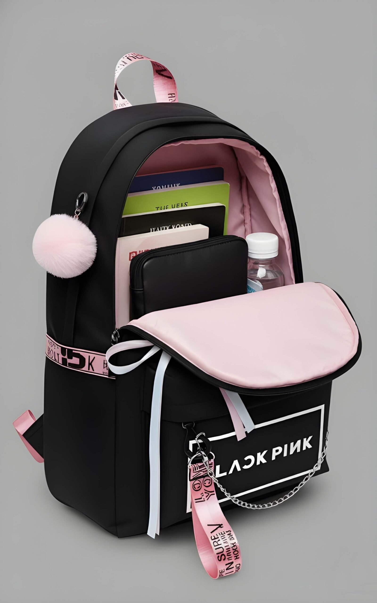 Latest Pom Pom Backpack in black - Image 3