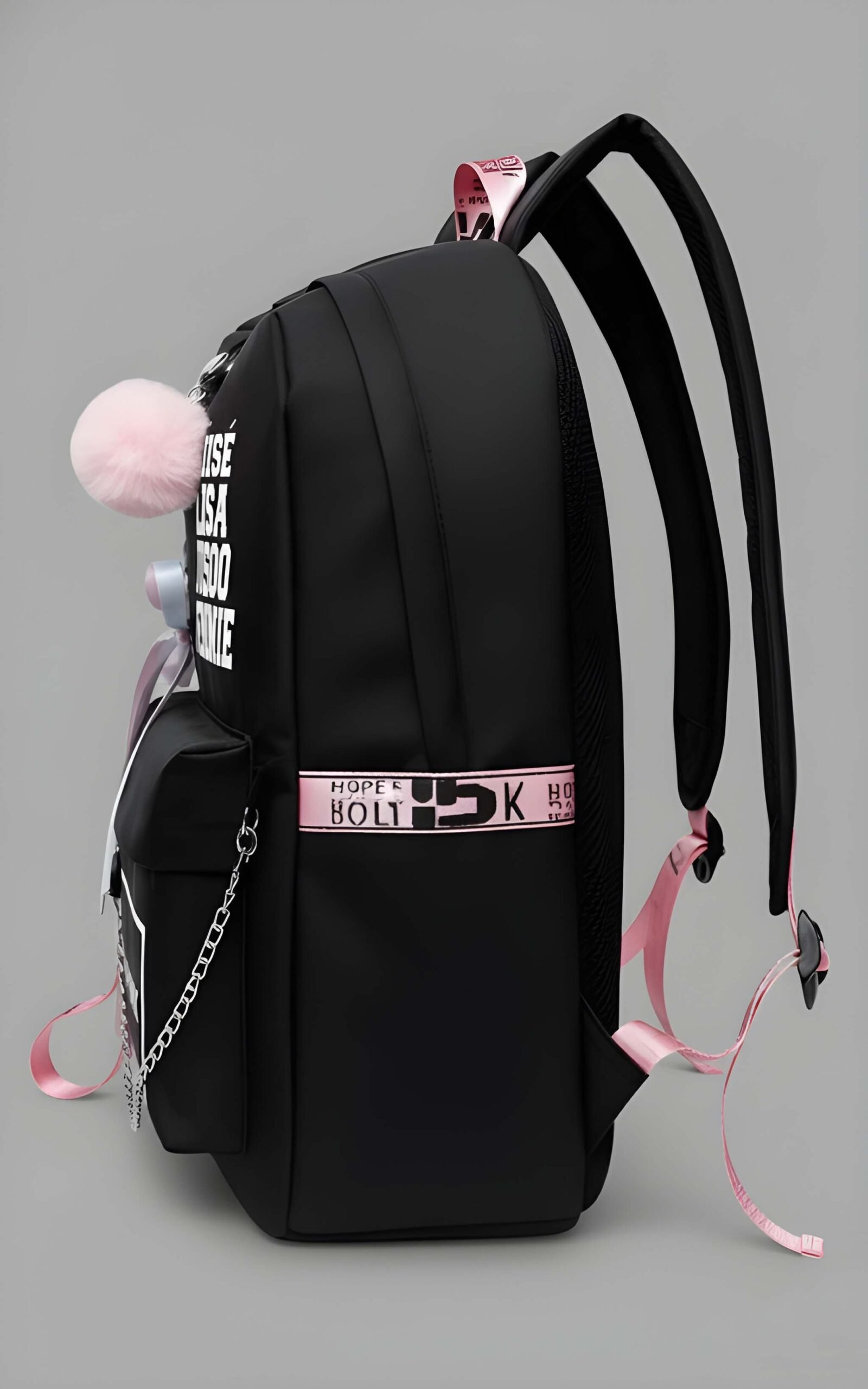 Latest Pom Pom Backpack in black - Image 4