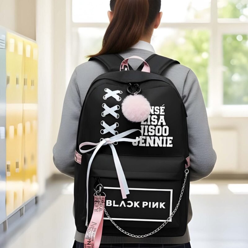 Latest Pom Pom Backpack in black