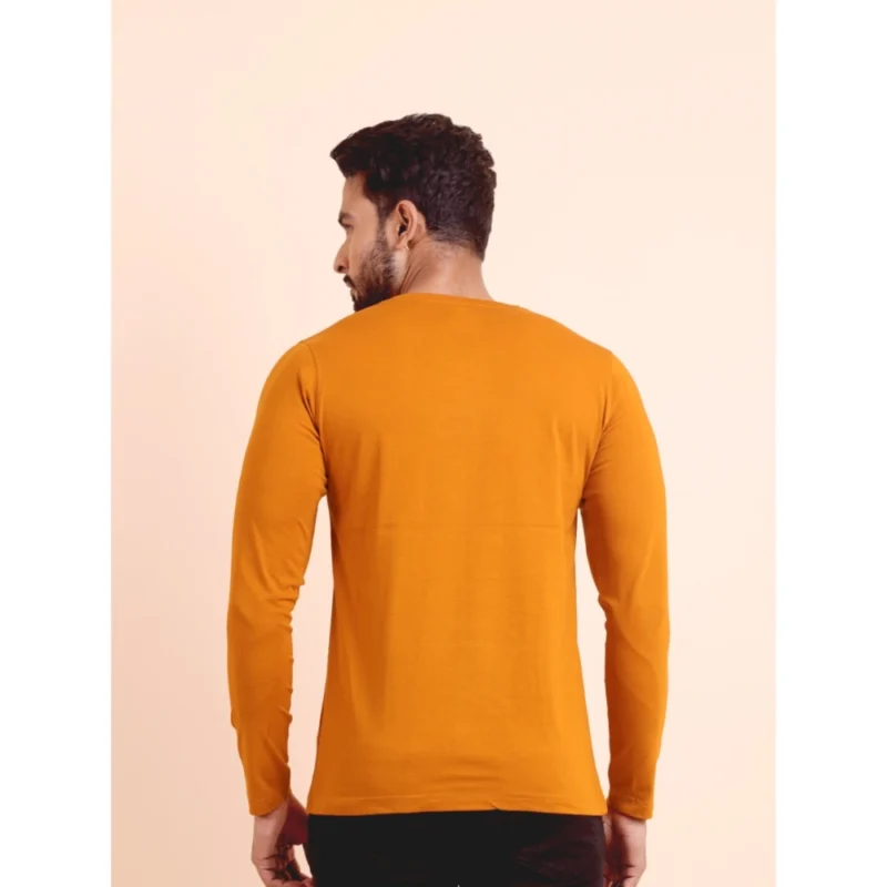 Alternative view of Men's Casual Cotton Solid V Neck Full Sleeve T-Shirt  (Mustard)