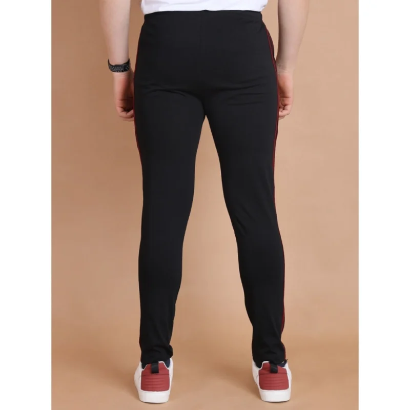 Alternative view of Men's Casual Cotton Striped Full Length Track Pant (Black)