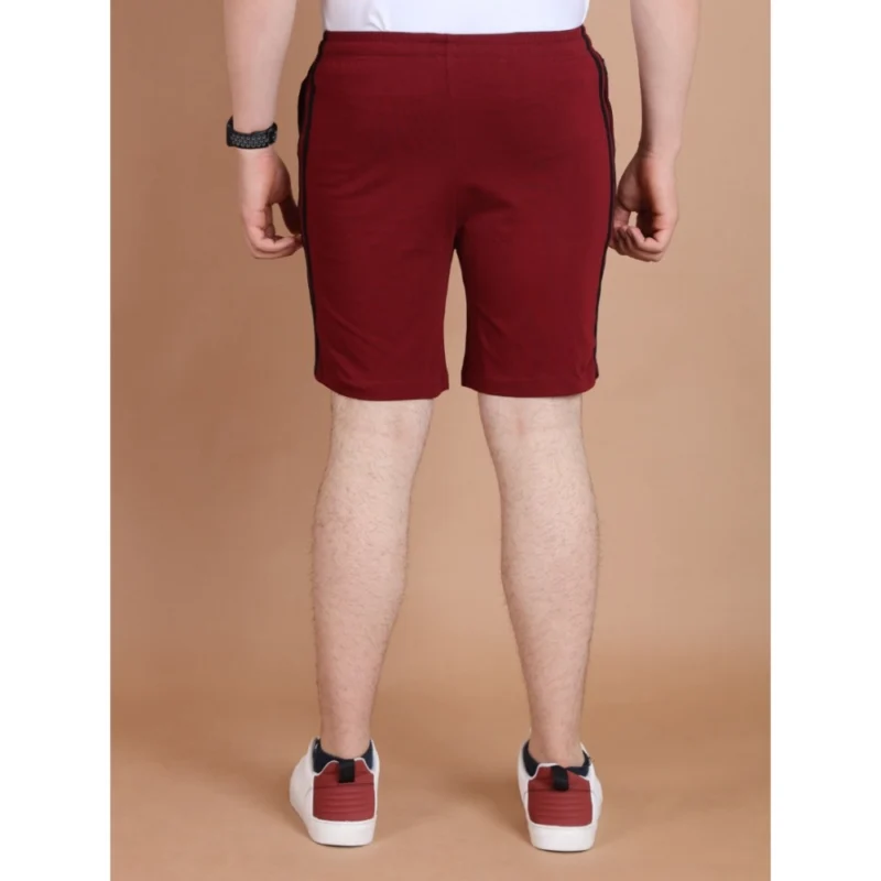 Alternative view of Men's Casual Cotton Striped Above knee Shorts (Maroon)