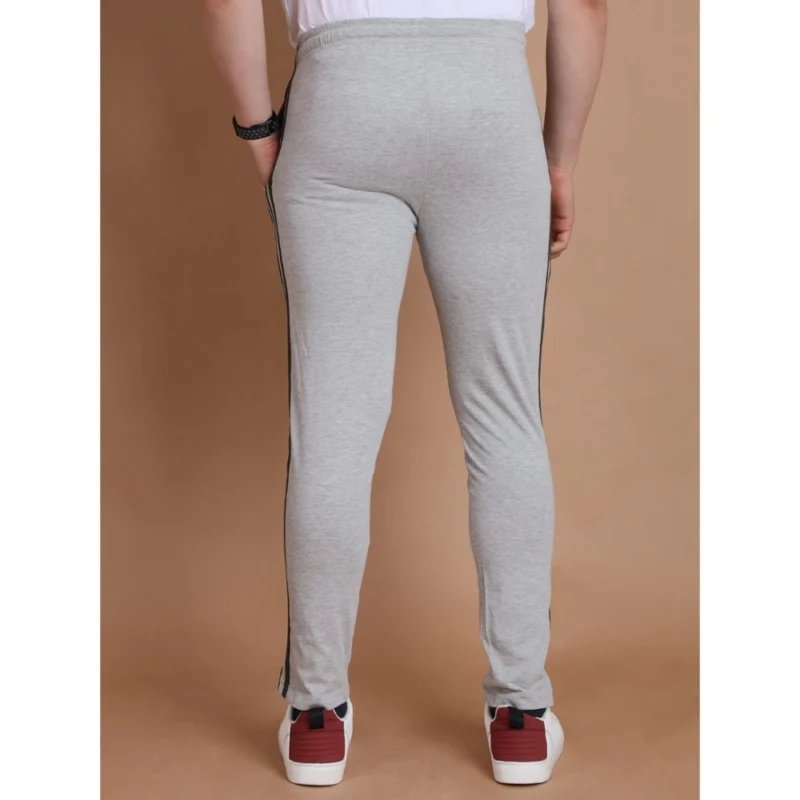 Alternative view of Men's Casual Cotton Striped Full Length Track Pant (Greymelange)