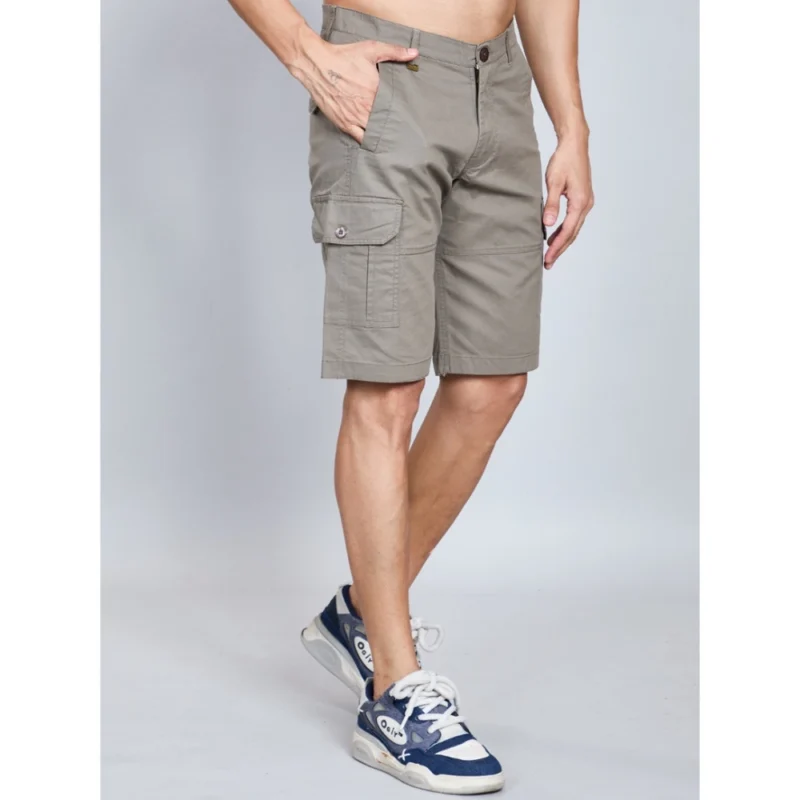 Alternative view of Men's Casual Cotton Solid Knee Length Cargo Shorts (DarkGrey)
