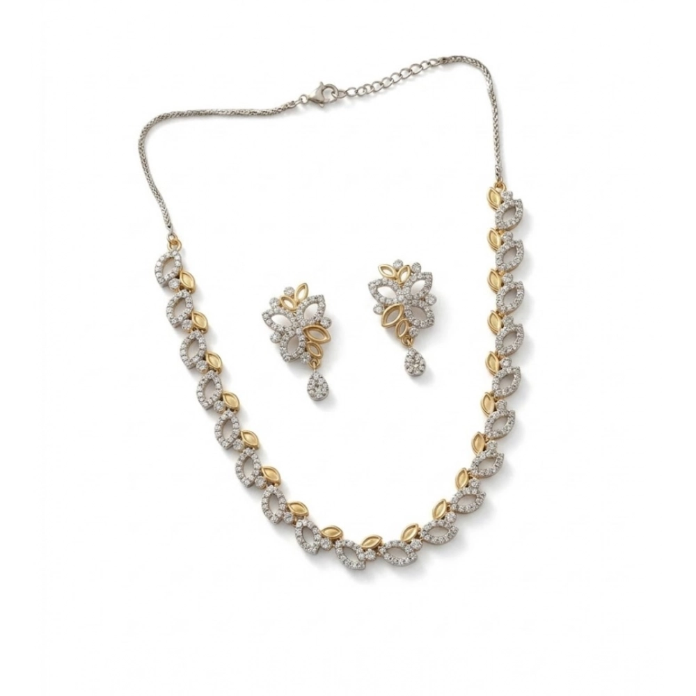 Women's Brass Silver Plated Necklace set (Silver) - Image 2