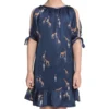 Girl's Satin Animal Print Sleeveless Dress (Blue)