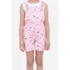 Girl's Inner- Cotton Printed Sleeveless Dungaree (Light Pink)