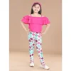 Girl's Cotton Lycra Floral Elasticated Jeggings (Multicolor)