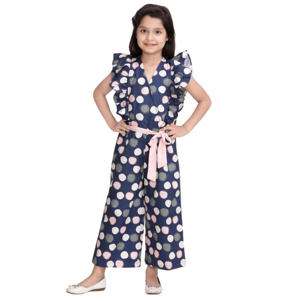 Girl's Rayon Polka Flutter Jumpsuit (Multicolor) - Image 5