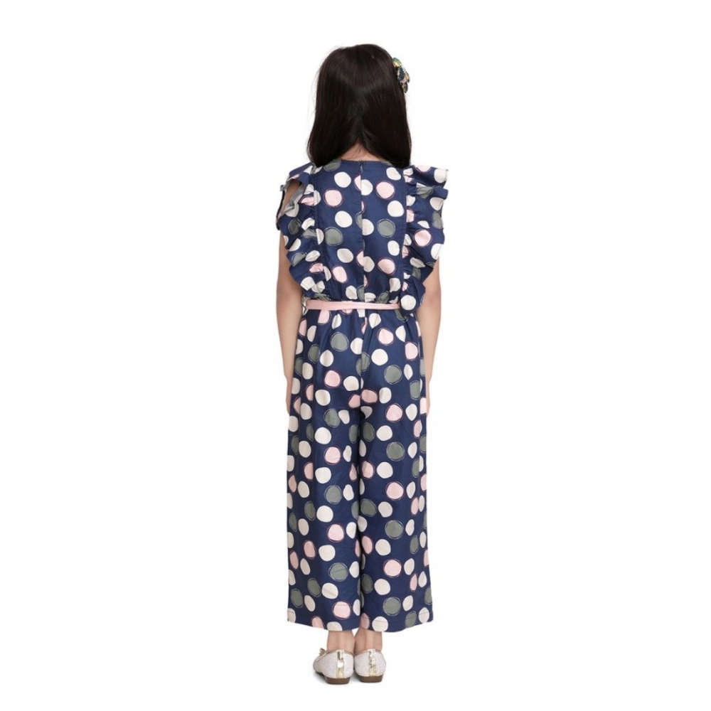 Girl's Rayon Polka Flutter Jumpsuit (Multicolor) - Image 4