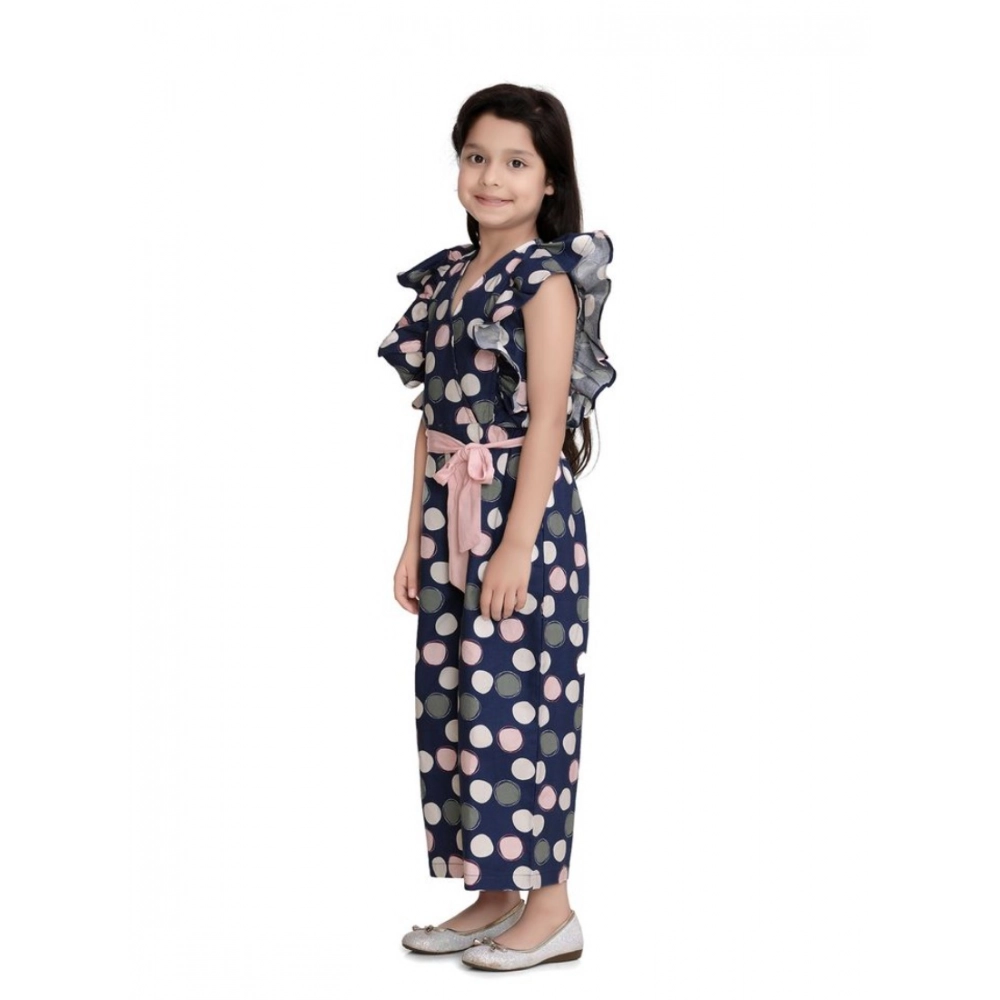 Girl's Rayon Polka Flutter Jumpsuit (Multicolor) - Image 3