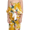 Girl's Rayon Floral Shoulder Straps Jumpsuit (Mustard)