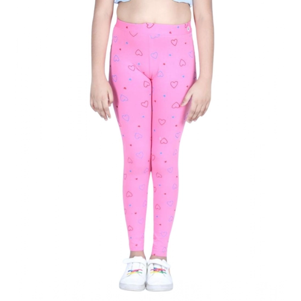 Girl's Cotton Lycra Printed Elasticated Leggings (Light Pink) - Image 5