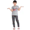 Girl's Cotton Hosiery Printed Night Suit Set (Grey-Red)
