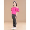 Girl's Cotton Floral Elasticated Jegging and Top Set (Pink)