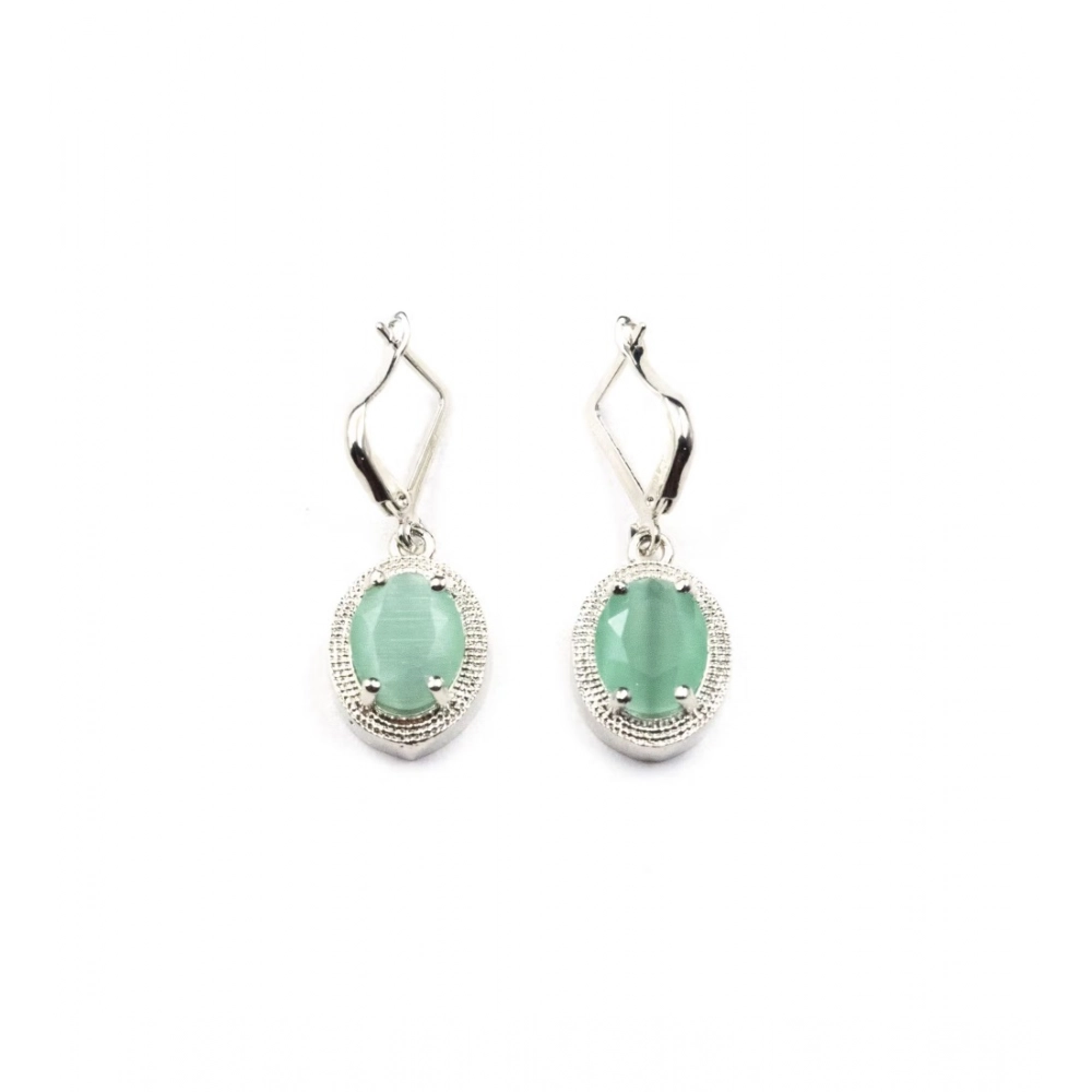 Women's Brass Silver Plated Pendant Set (Turquoise) - Image 2