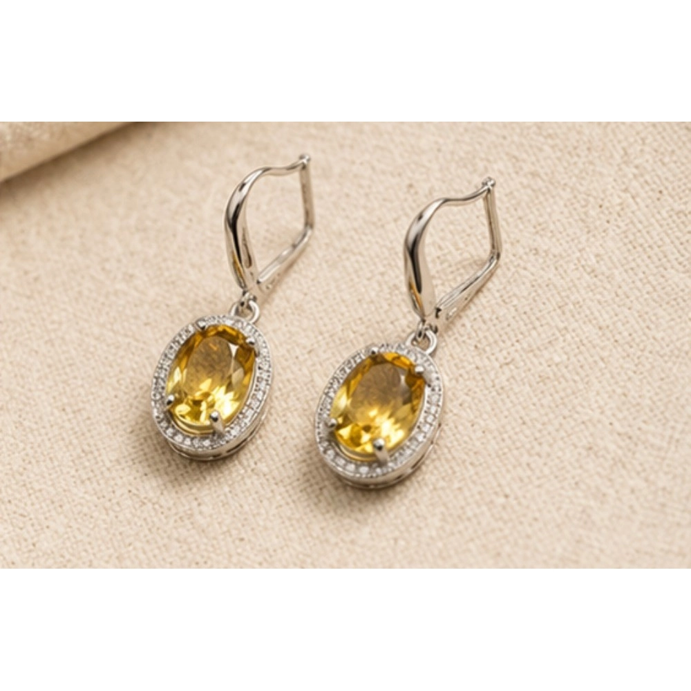 Women's Brass Silver Plated Pendant Set (Yellow) - Image 2
