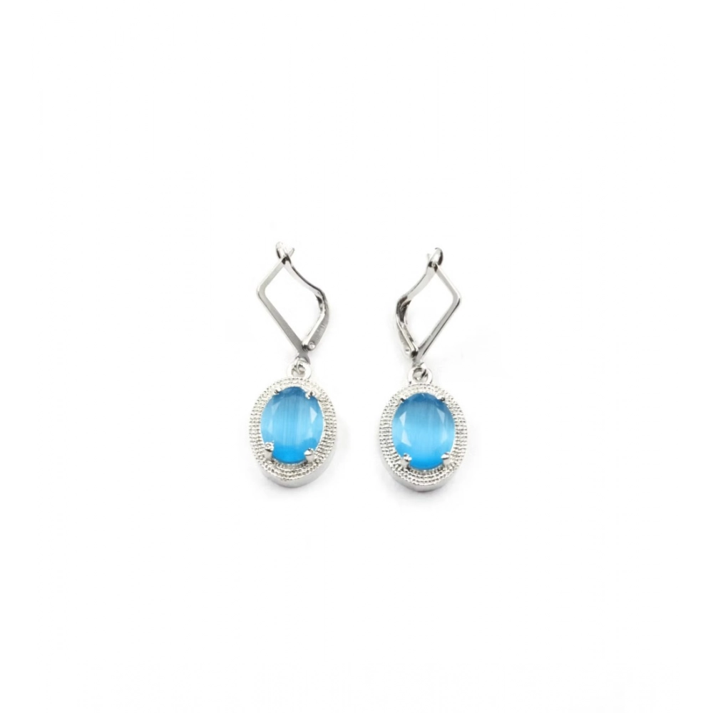 Women's Brass Silver Plated Pendant Set (Blue) - Image 2