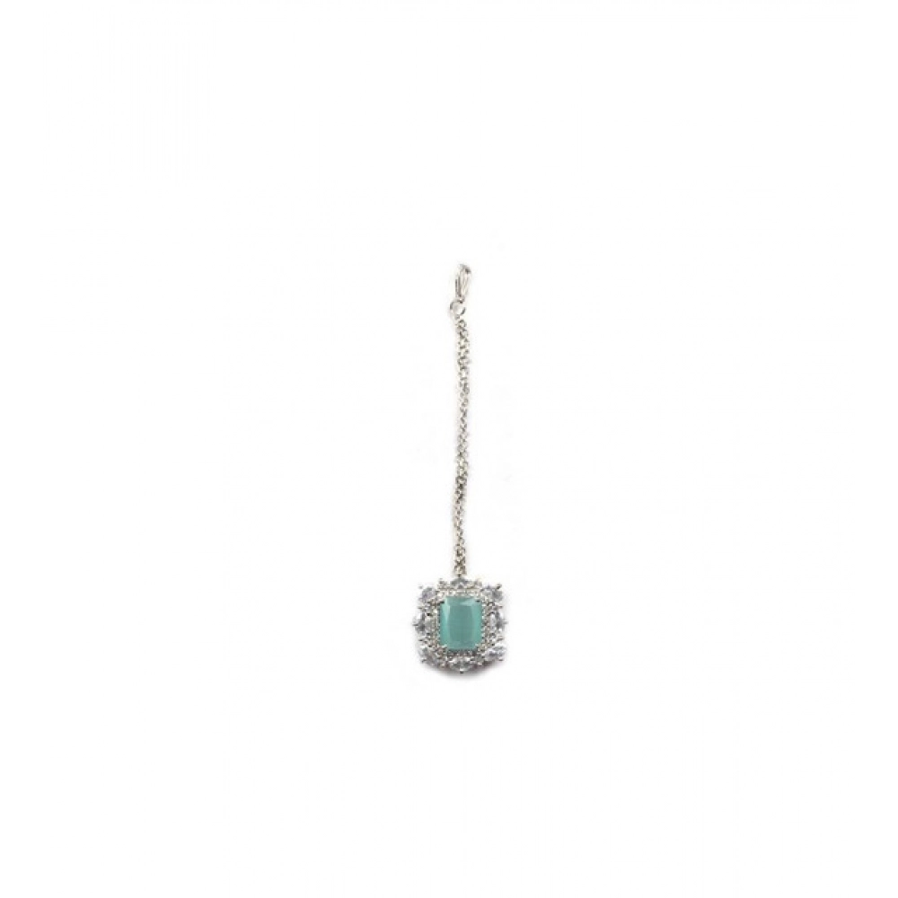 Women's Brass Silver Plated Pendant Set (Mint) - Image 3
